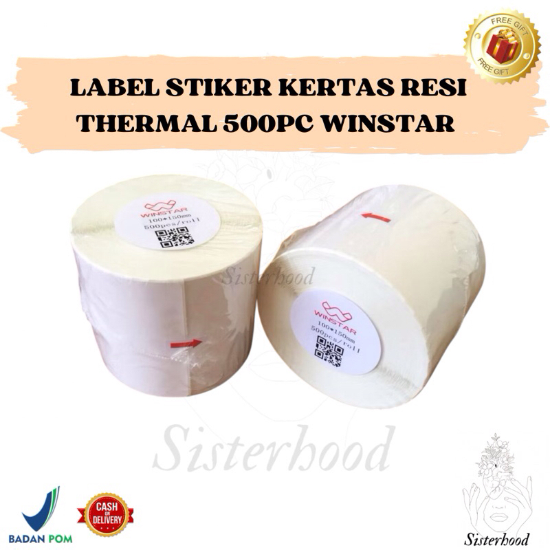 

Label Stiker Kertas Resi Thermal 100x150mm 500 pcs Merk Winstar Roll