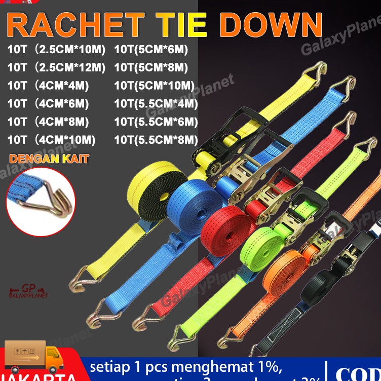 Ready Terkeren Rachet tie down41 meter Trek belt 1 ton tali soundtali barangTrack webbing cargo lash