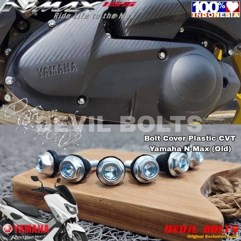 Baut Cover CVT Yamaha Nmax Old (Silver) Mode Dua Kunci Baja Hardnes