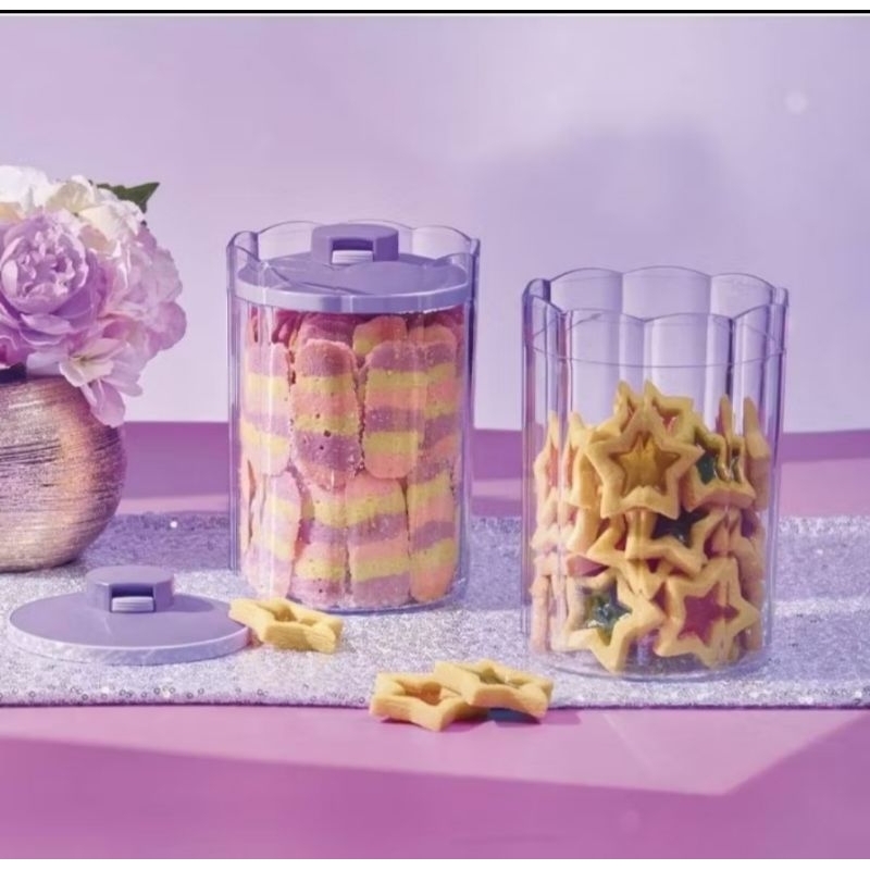 Tupperware Baru toples kristal warna soft ungu uk 1.3L (1pc)