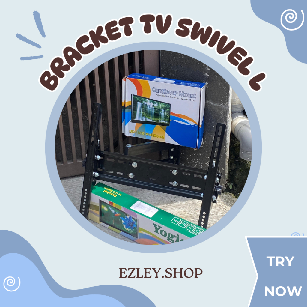Bracket TV Swivel L 40-55 Inch, TV 75 Inch Bisa Dipasang, VESA 43x43cm dan Putaran 180° / Breket TV 