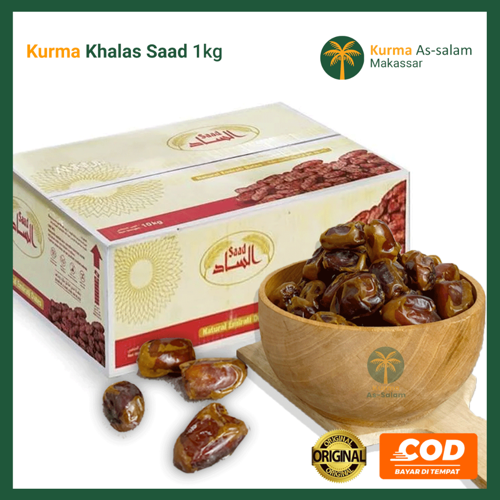 

Kurma Khalas Saad Kemasan 500 Gr dan 1 Kg Premium I Kholas Al Saad I Alsaad I Alsad