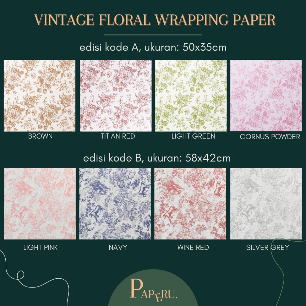 

[PAPERU] Vintage Floral Wrapping Paper Kertas Buket Flower Wrapping Paper