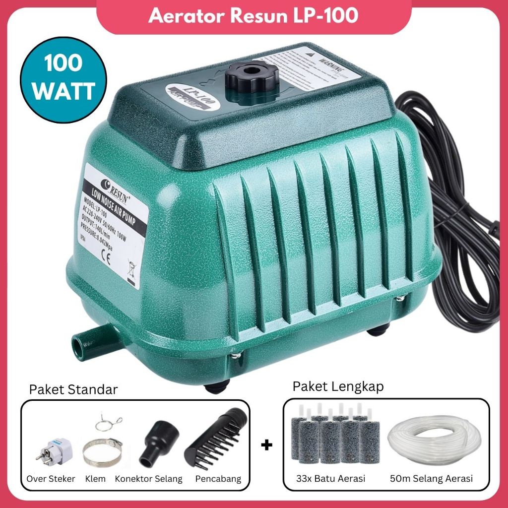 Aerator Resun LP 100 Pompa Udara Aerator Air Pump Blower 100w LP-100 / LP 100 Mesin Gelembung Pompa 