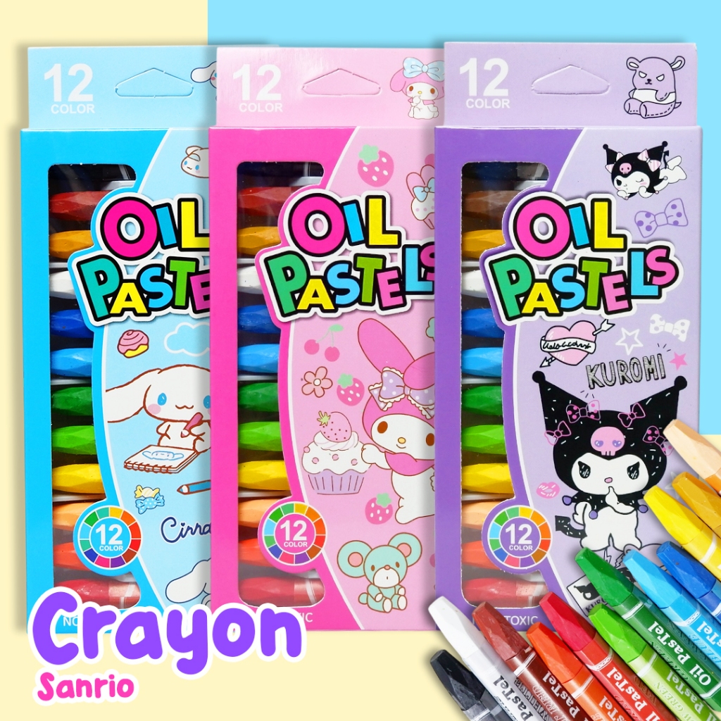 

Crayon Oil Pastel Krayon panjang 12 Warna / Krayon Sanrio JX6609-12