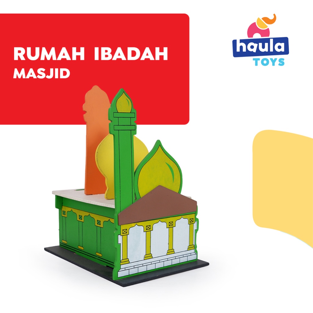 HAULA TOYS || maket rumah ibadah masjid, rumah ibadah, maket masjid kayu, bongkar pasang masjid