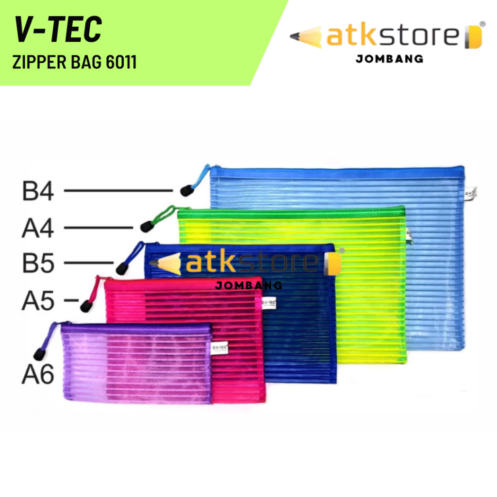 

V-TEC Zipper Bag 6011 / Pocket File Zipper Folder File Plastik Transparan Name Tag Vtec 6011