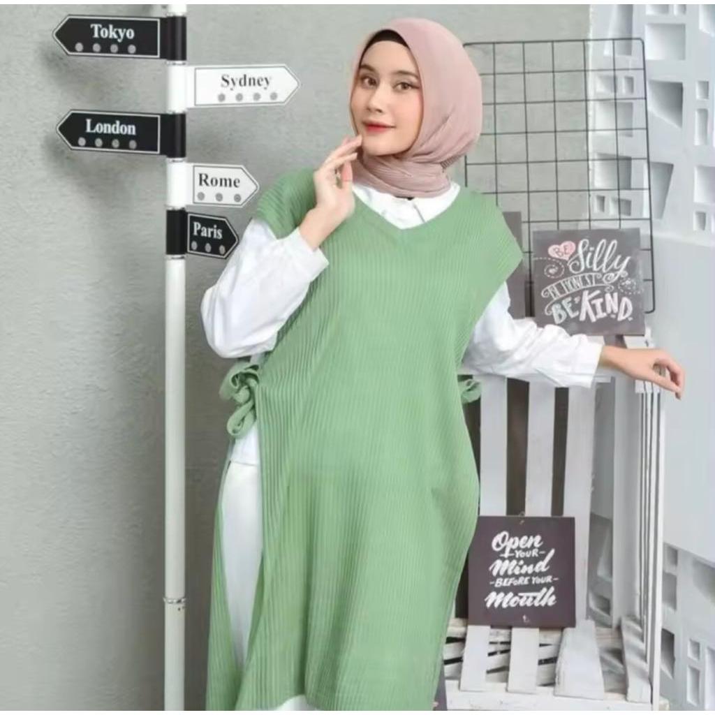 LONG VEST TUNIK / VEST RAJUT / Tunik Rajut  / Rompi tali Tunik