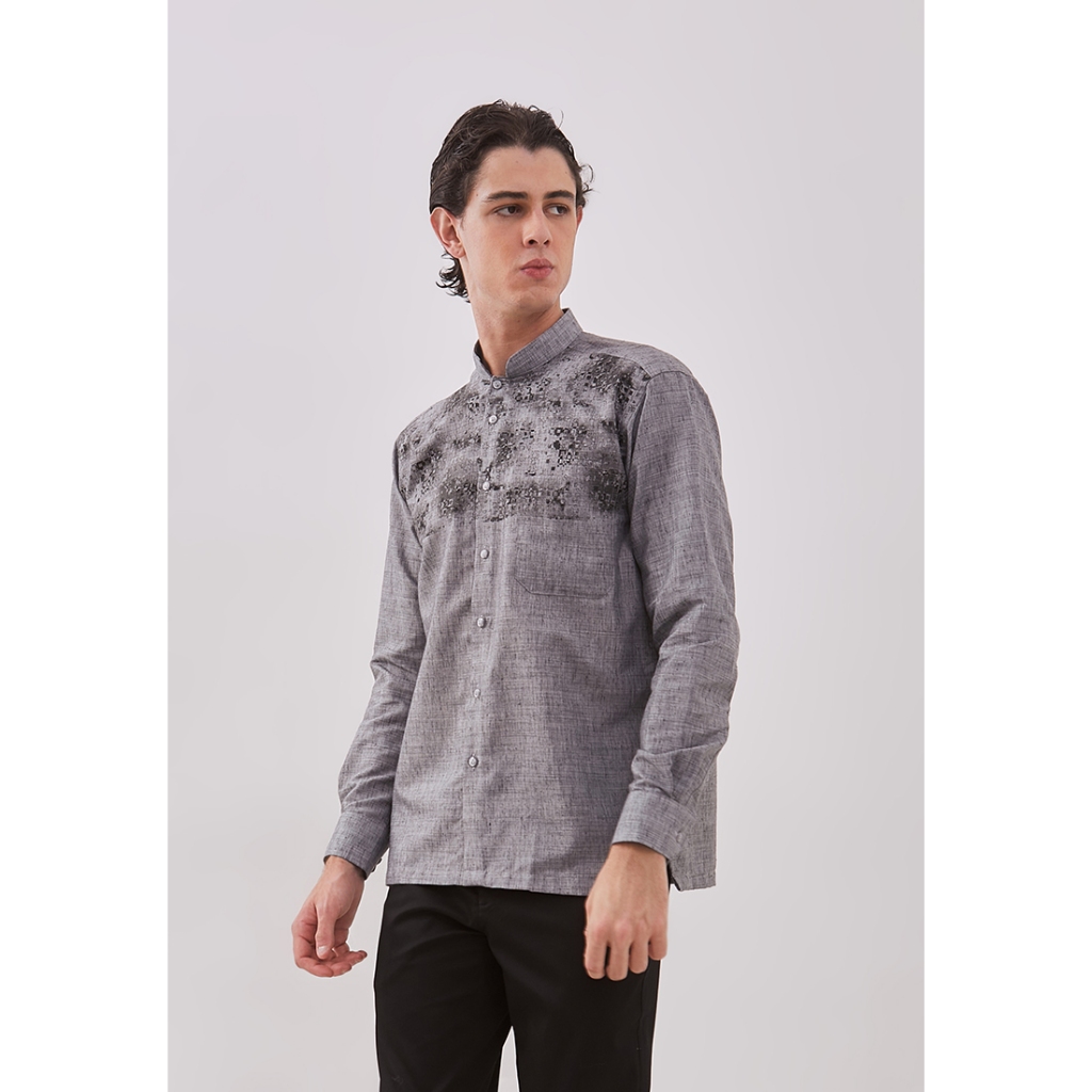 Alisan Koko Bordir Lengan Panjang Abu KBOKO00277ABULS