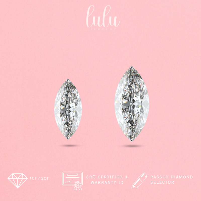 Lulu Moissanite Jewelry Marquise Cut Gemstone 1CT/2CT Sertifikat GRA