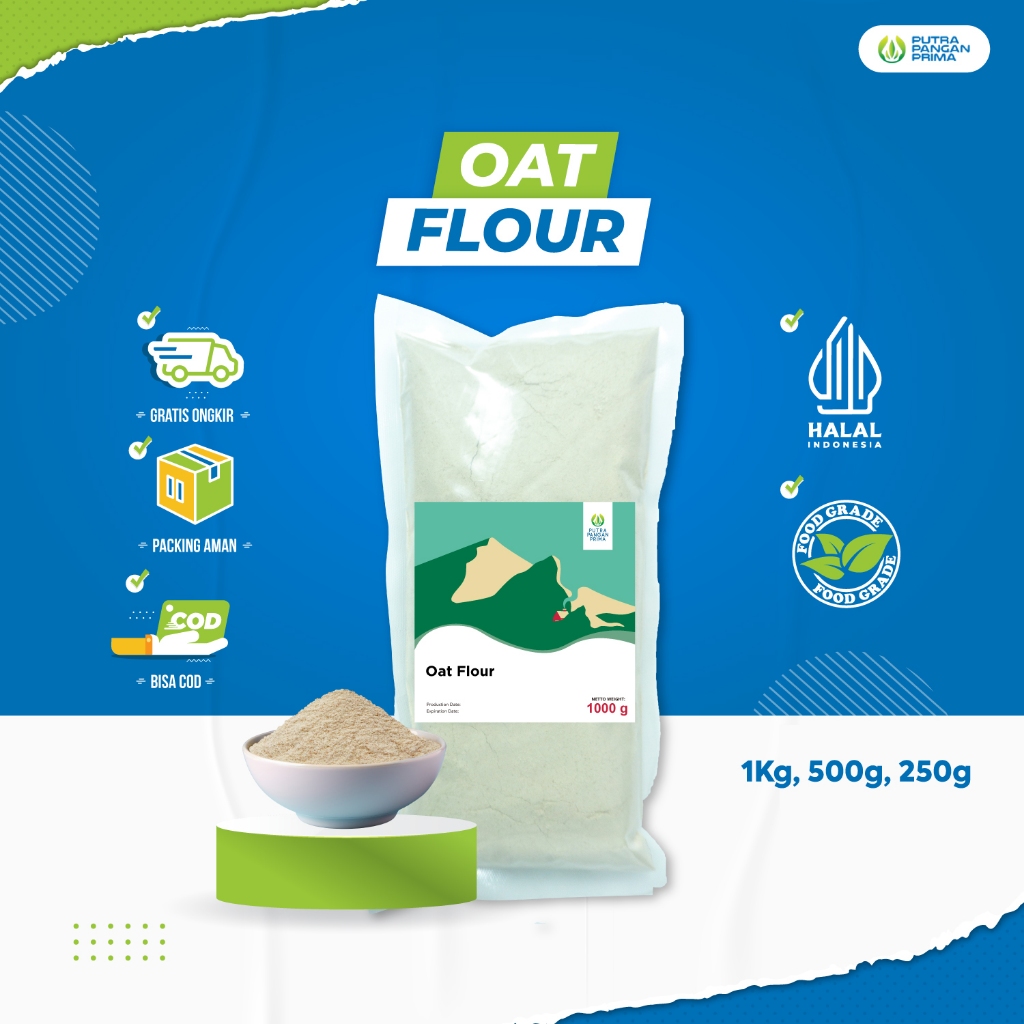 

Bubuk Tepung Oat Flour Pure Murni Asli 250gr 500gr 1kg