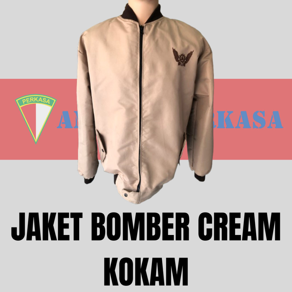 Amanat Perkasa-Jaket Bomber Warna Cream Kokam