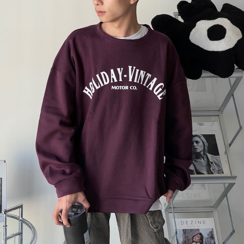 SWEATER HOLIDAY VINTAGE HOODIE PRIA WANITA OVERSIZE/BIGSIZE FLEECE PREMIUM S M L XL XXL XXXL 4XL 5XL