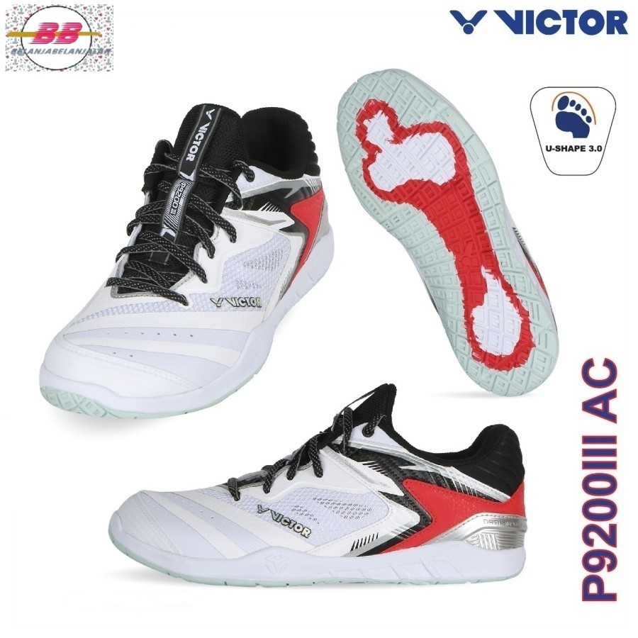 Sepatu Badminton VICTOR Player Wide P9200 III / P 9200 III AC White Black