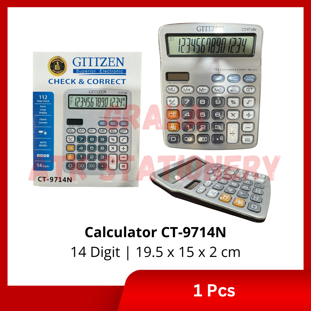 

[1 Pcs] Calculator 14 Digit CT-9714N / Kalkulator 14 Digit CT-9714N Check & Correct