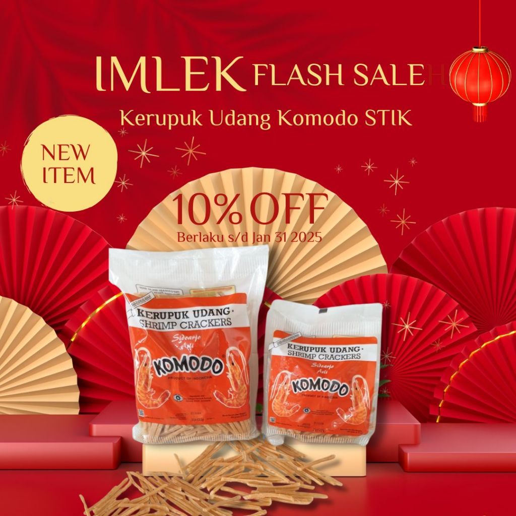 

Kerupuk Udang Komodo Foods Merah Stick krupuk stik/batang tradisional Shrimp/Prawn Crackers