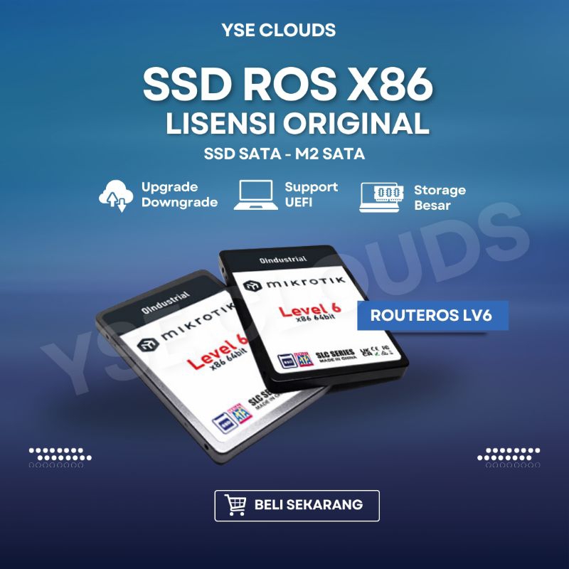 Mikrotik sata bebas upgrade dom ssd lisensi level 6 Original x86 64bit bisa upgrade downgrade