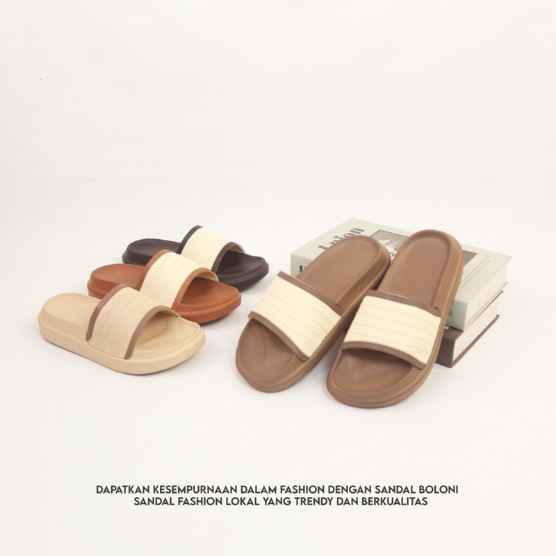 [ ZEVA ] Sandal BOLONI Slop / Sandal wanita BOLONI update terbaru