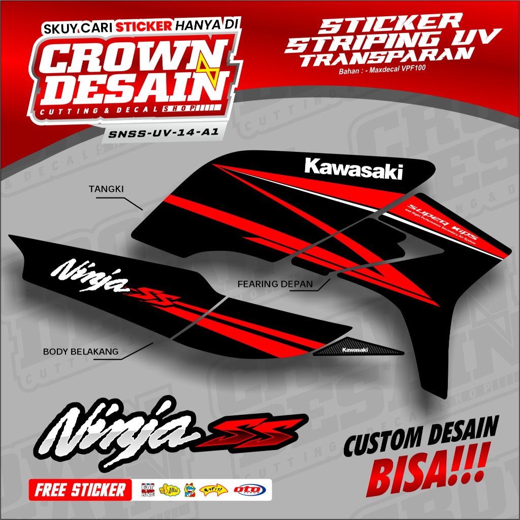 Striping Stiker Ninja SS Variasi Transparan Desain Racing Striping Transparan Kawasaki Ninja SS Ninj