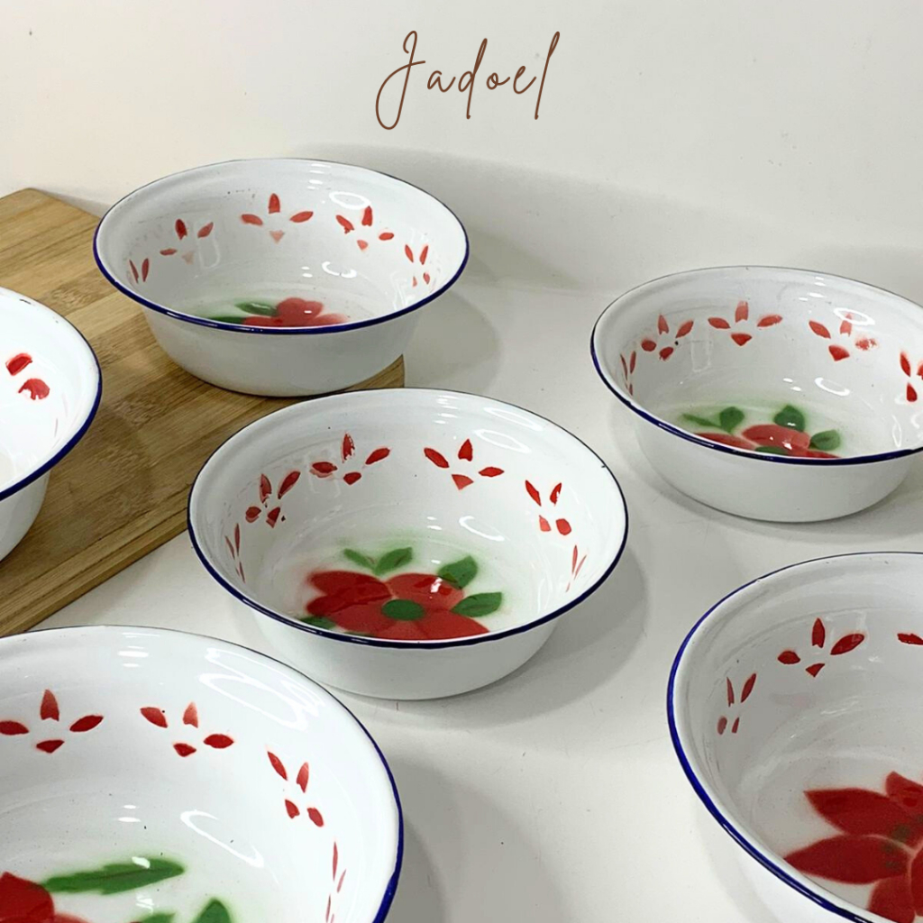 JADOEL Waskom Mangkok Enamel Deco Kembang mangkok kobokan serbaguna