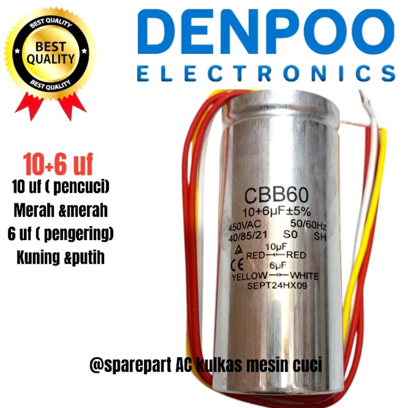 kapasitor original mesin cuci denpoo 2 tabung DW8907B DW8908 DW898
