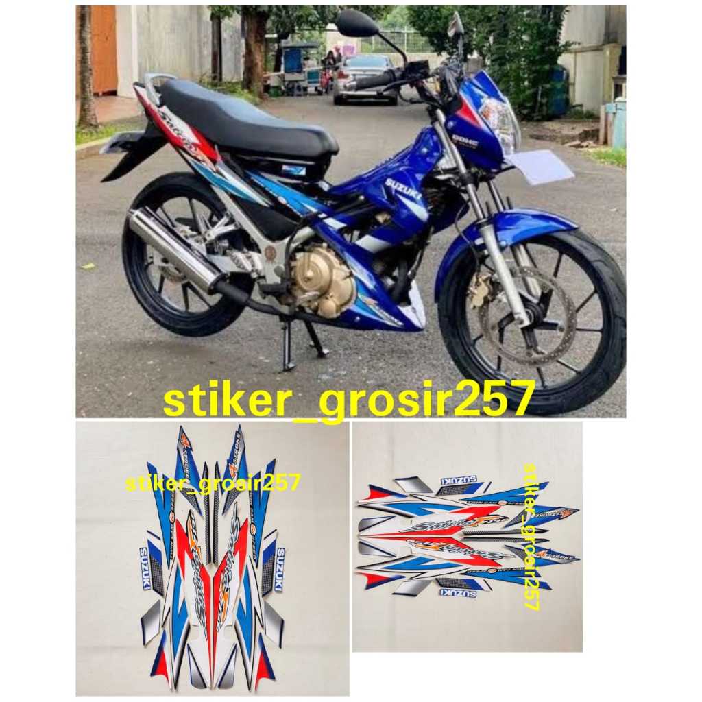 STIKER STRIPING LIS BODY MOTOR SUZUKI SATRIA FU 150 CBU 2006 2007 HITAM BIRU