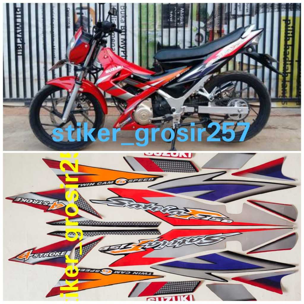 STRIPING STIKER LIS BODY MOTOR SATRIA FU CBU 2006 2007 MERAH