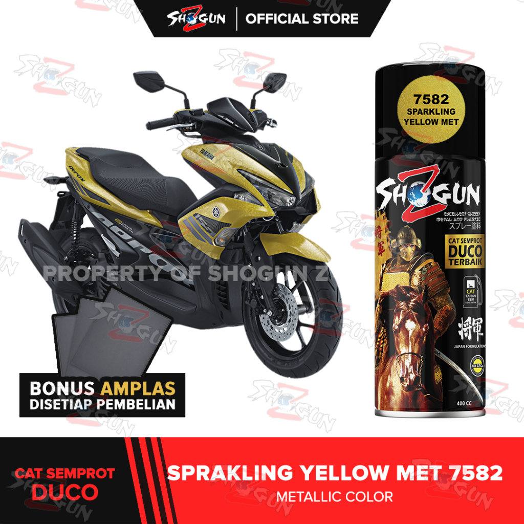 Cat Semprot Motor Pilok Pilox Shogun Z Paint Warna Kuning Sparkling Metalik - Sparkling YELLOW MET 7