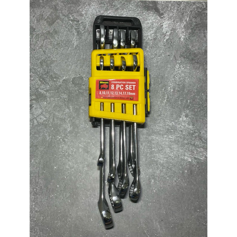 kunci ring pas set 8pcs bison/ kunci reng pas set 8-19mm bison / kunci ring pas set 8pcs bison
