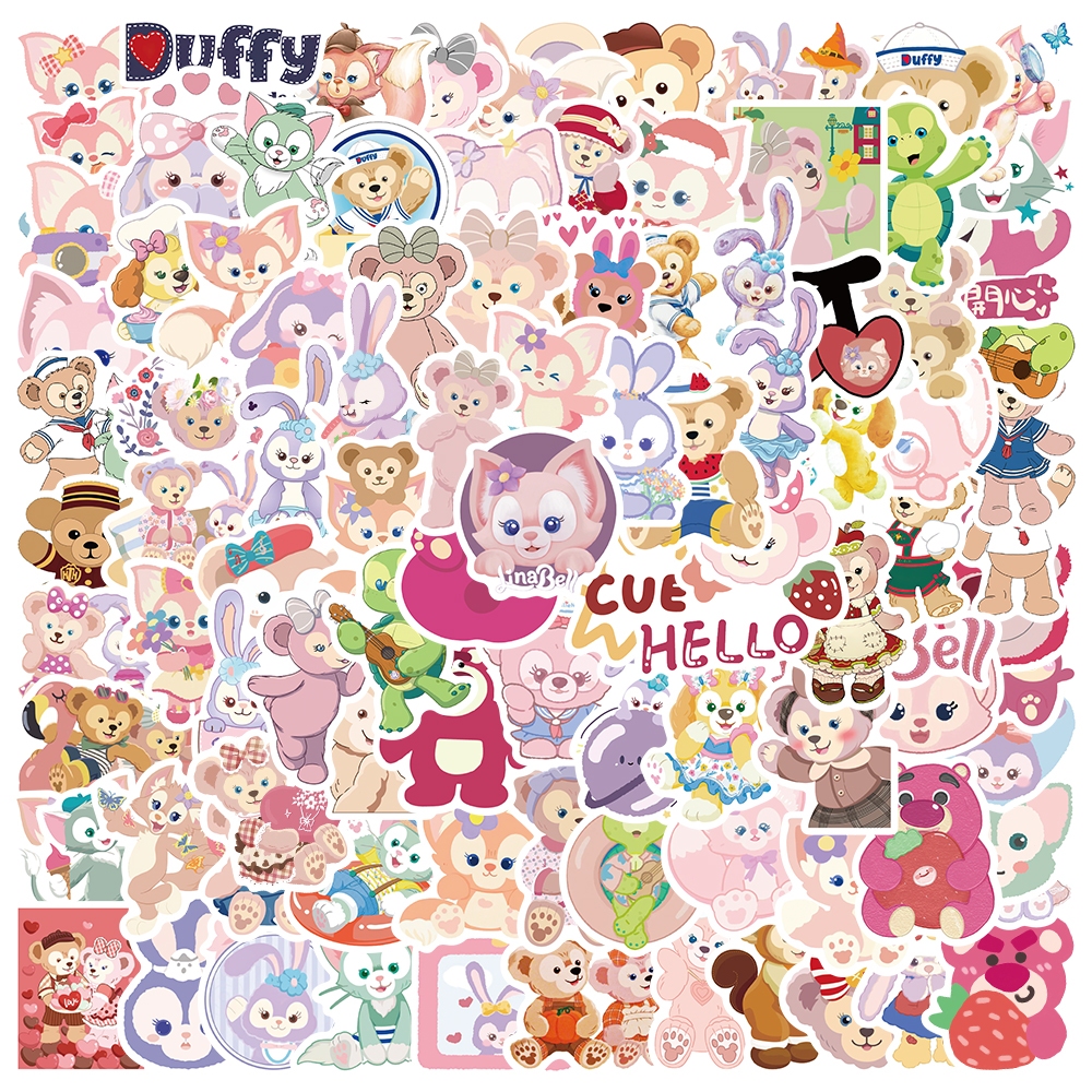 

100PCS Linabell Beruang Stiker Disney INS Stiker Anti Air Stikers Berperekat Waterproof sticker decal buat Motor Helm Buku Journal Koper Casing HP Laptop Botol Minum