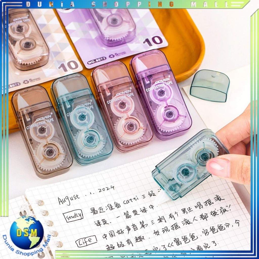 

DSM Correction Tape Smoky Color 3 Meter Students Stationary School Supplies Multiple Color 3M Penghapus Pena Roll Kertas