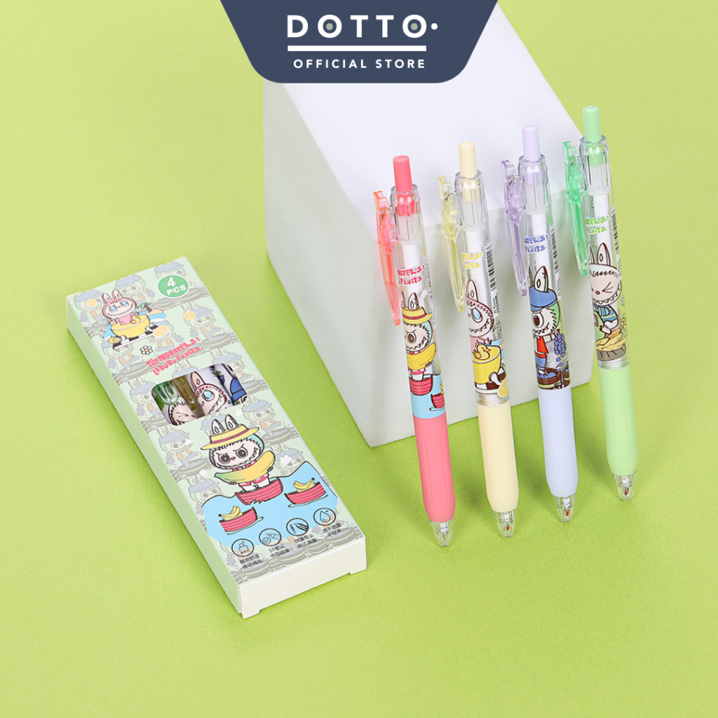 

Dotto NEW Premium Cartoon Pulpen LABUBU Hitam 0.5 MM Quick Drying 1 SET 4 PCS LB