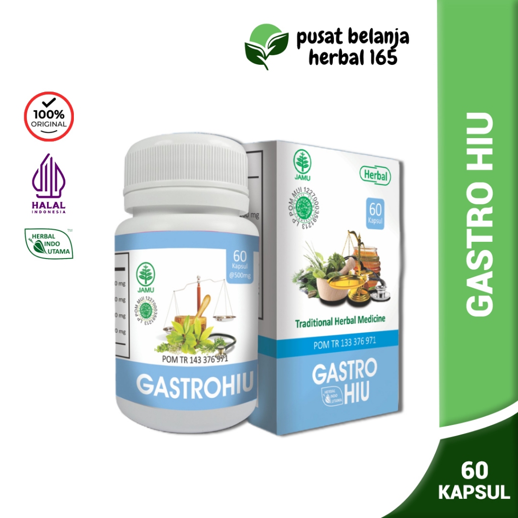Kapsul Gastro hiu / GastroHIU - Herbal Indo Utama (untuk Tukak Lambung) Isi 60 kapsul ORIGINAL
