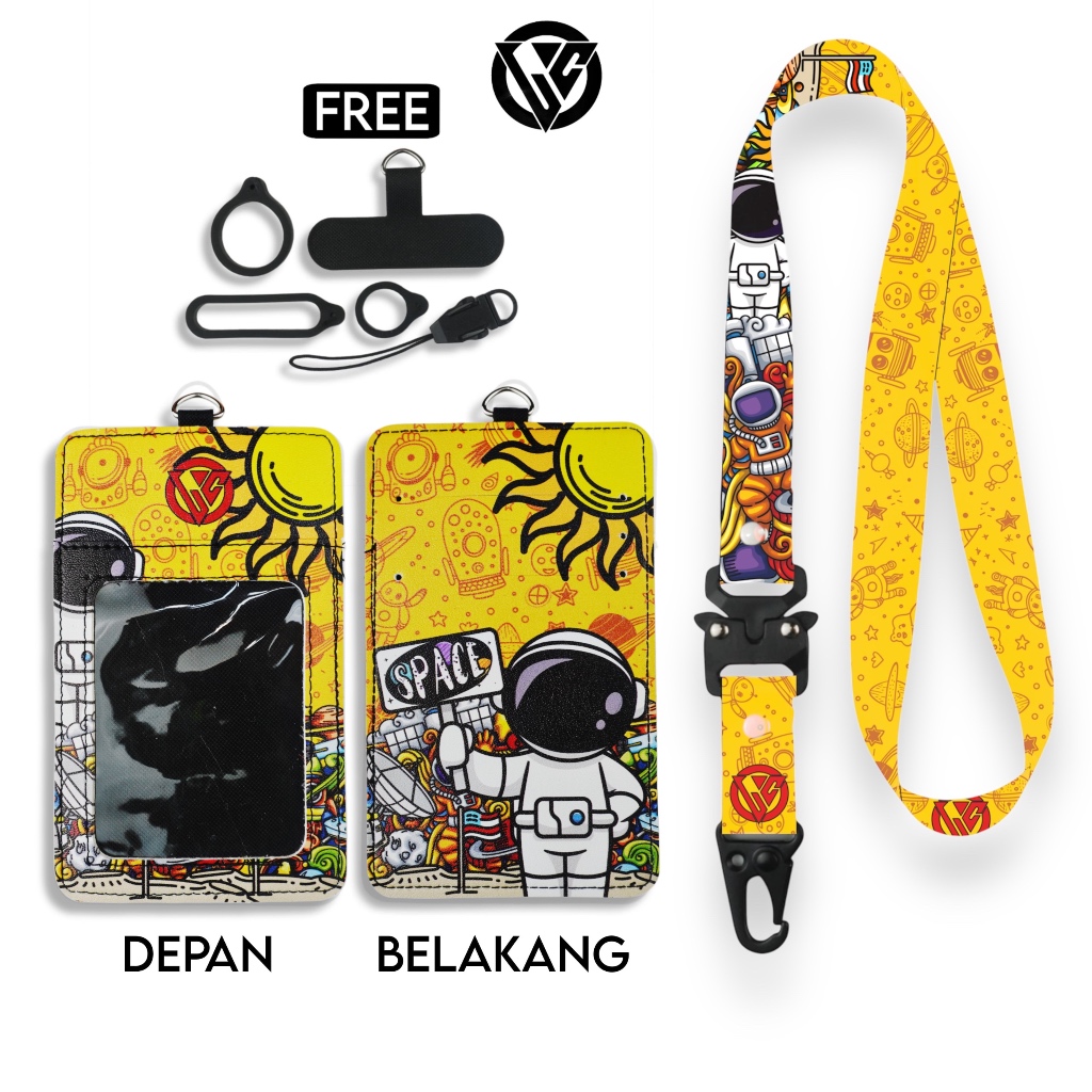 

LC.ID Lanyard Id Card Holder Leather Printing UV Tali Lanyard Holder Kulit Printing - Doodle Space V3