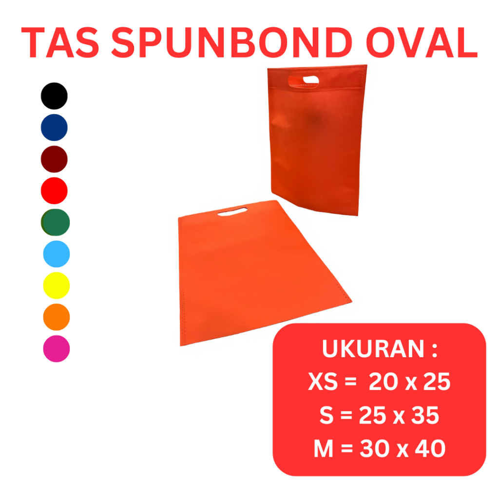 

Totebag Polos Oval Bahan Tas Spunbond | Goodie Bag Tas Kado Warna Orange