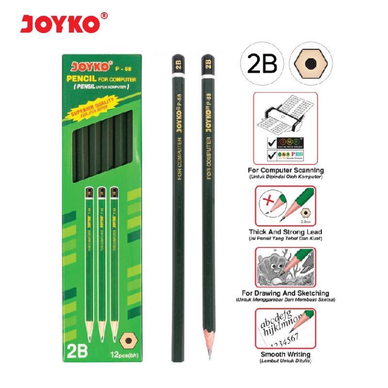 

Pensil 2B Joyko P-88 1Box(12 pcs) | Sekolah | Ujian | Scan Komputer