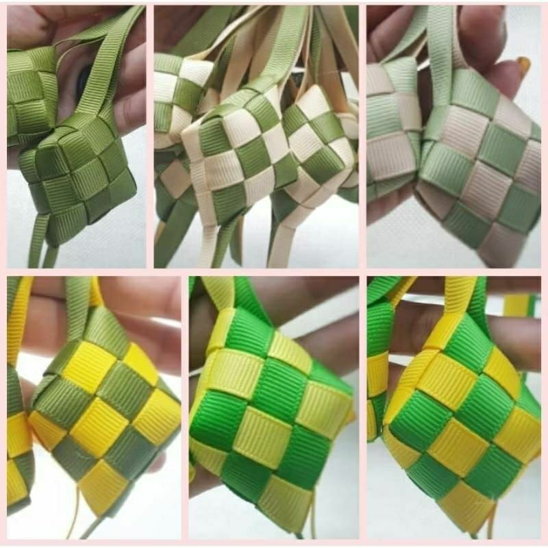 

1 pc - Ketupat Pita Bahan Grosgrain | Aplikasi Ketupat Lebaran Bahan Pita