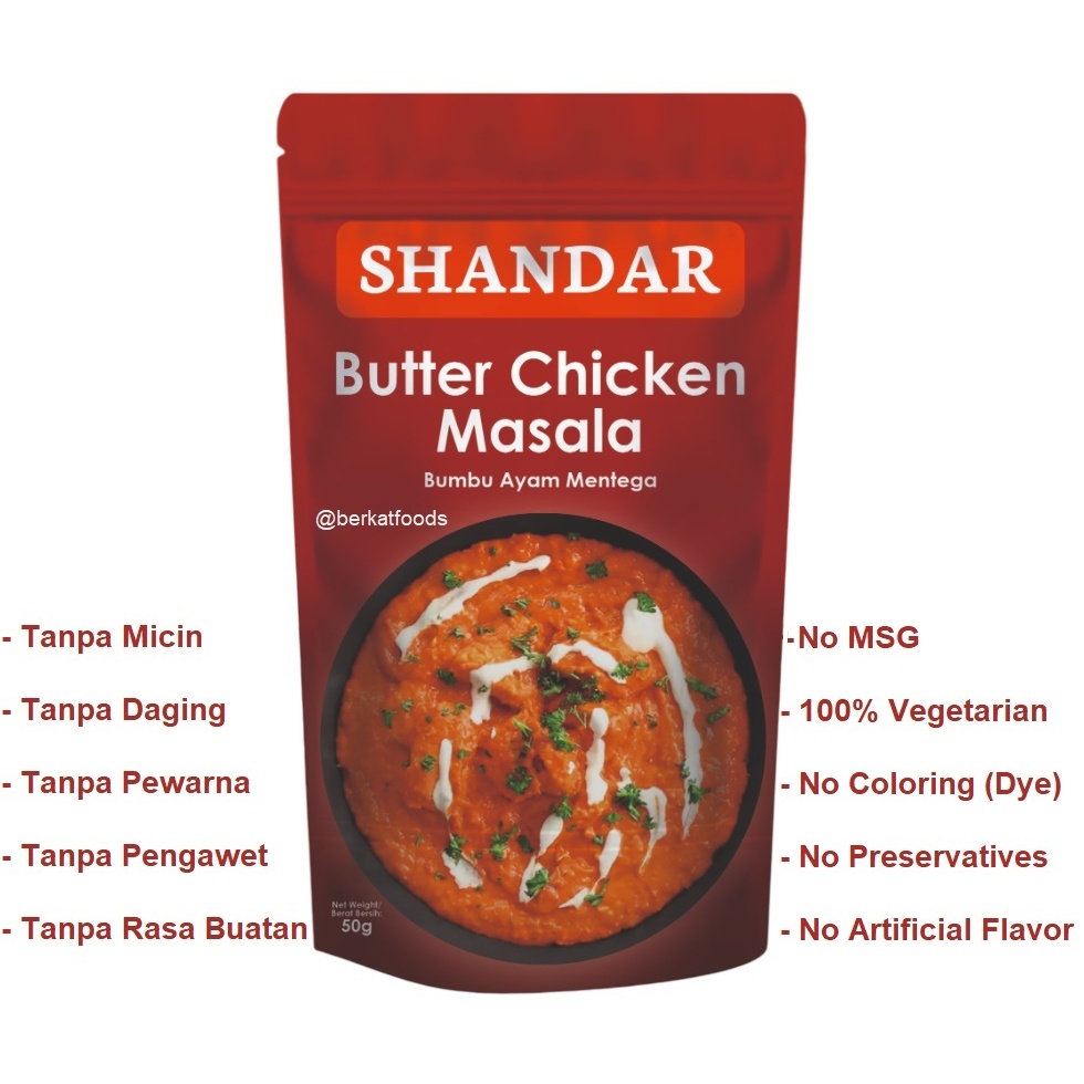 

Butter Chicken Masala Shandar / Bumbu Ayam Mentega Ala India / Indian Style Vegetarian Tanpa Pengawet