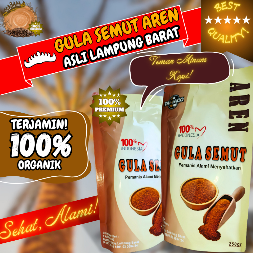 

Gula Semut Aren | Gula Aren Premium | 100% Gula Semut Aren Organik Lampung Barat Original | 250 Gram