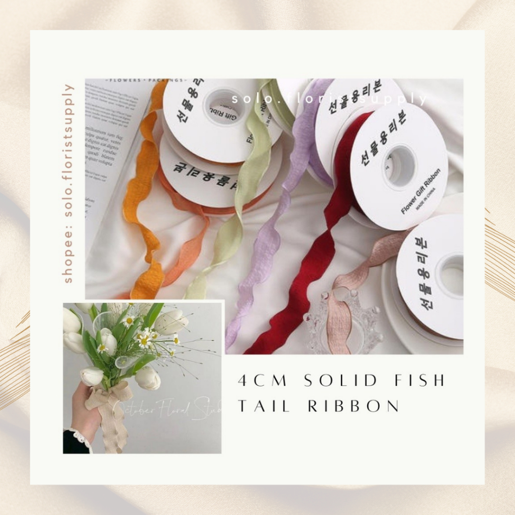 

4CM PITA SOLID FISH TAIL LIST WAVE KOREAN RIBBON ORGANZA GAUZE PITA GELOMBANG AESTHETIC PREMIUM RIBBON IMPORT BUKET Pita Polkadot Onde Bintik PITA SATIN IMPORT SEDANG LEBAR 2.5CM PREMIUM ECER PER METER PITA KADO GIFT BOUQUET BUNGA DEKORASI PITA GELOMBANG