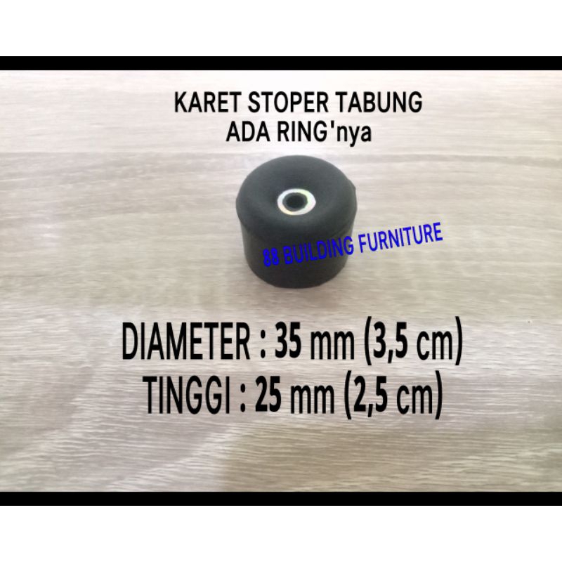 KARET STOPPER STOPER BULAT TABUNG PENDEK KECIL + RING BESI (DIAMETER 35 mm, TINGGI 25 mm) / DOORSTOP