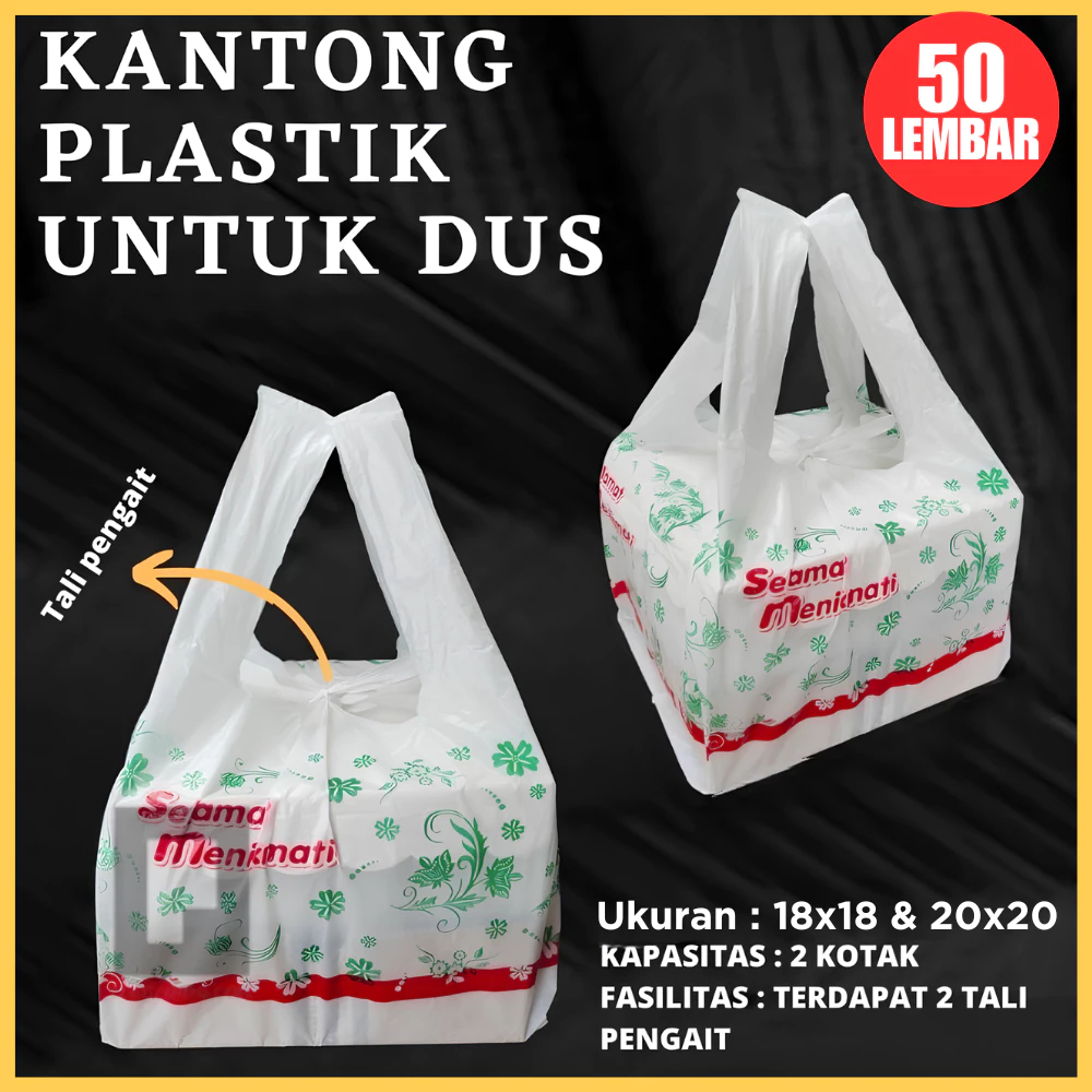 Kantong Plastik Dus Nasi 18x18 20x20 22x22 50 Lembar / Plastik Kardus Kotak Nasi Besek Catering Uk 1
