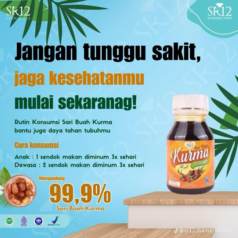 

SR12 SARI KURMA | 100% SARI BUAH KURMA | MEMBANTU ANEMIA,DARAH RENDAH,PROGRAM HAMIL
