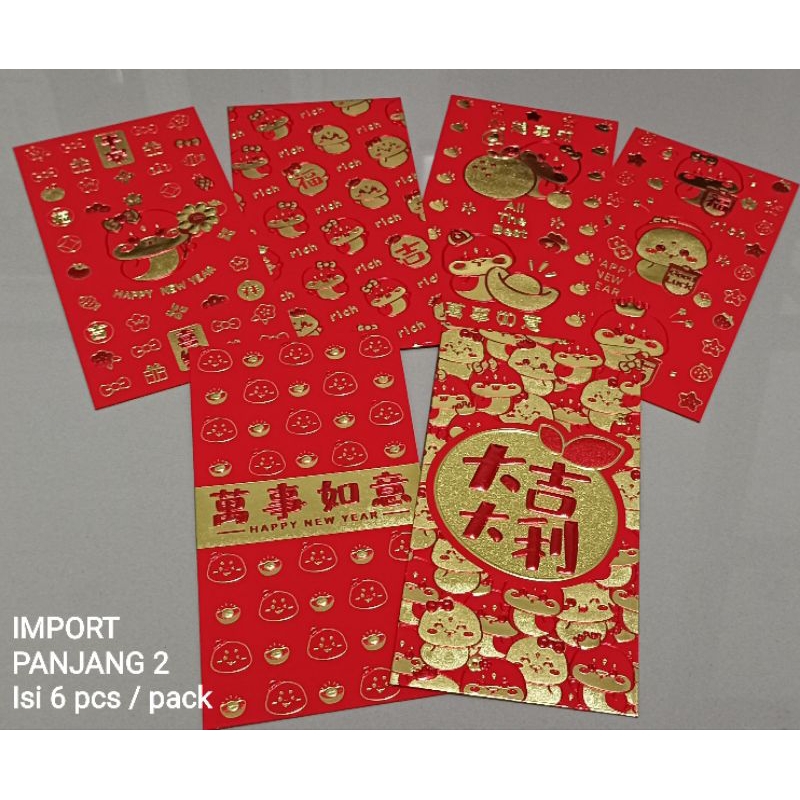 

( isi 6 pcs ) Amplop Angpao Panjang Import Ukuran 17cm x 9 cm