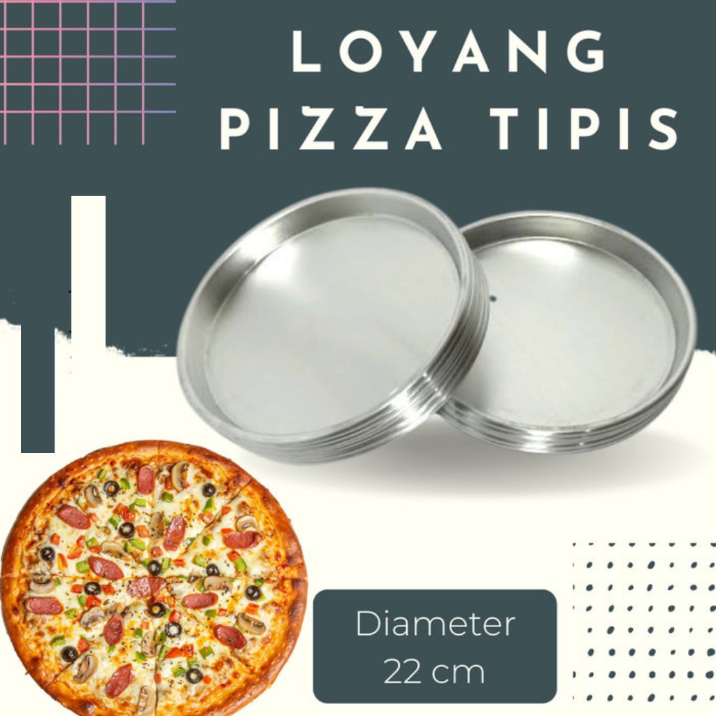 1 Pcs Loyang Pizza 22 Cm Bahan alumunium Tebal Anti lengket