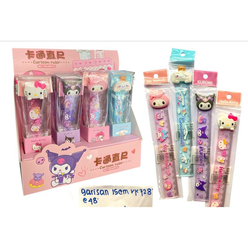 

Penggaris 15 cm VK 728 /Garisan character melody/ kuromi/Cinnamorol/hello kitty