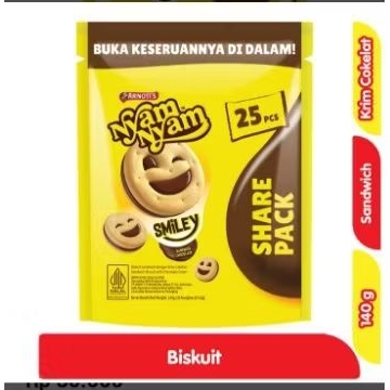 

Nyam nyam smiley biscuit sandwich cokelat share pack 140 gram