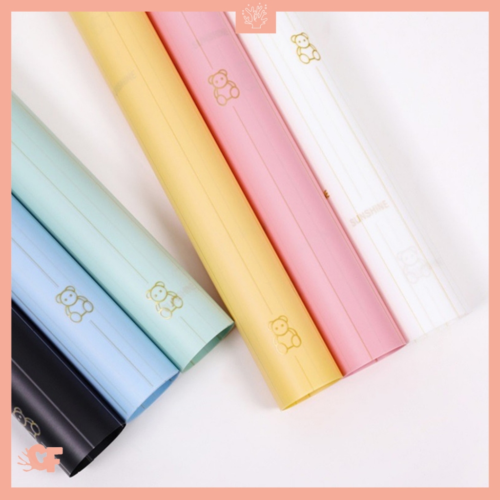 

20 LEMBAR Kertas Buket Bunga Motif Bear List Warna Buket Flower Wrapping Cellophane KB6096