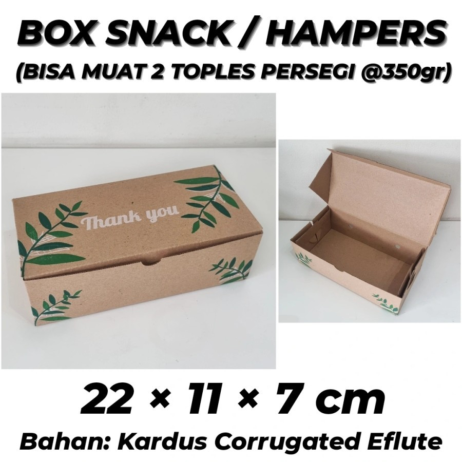 

Dus Snack Box Hampers Souvenir Kotak Kue Brownies Ukuran 22×11×7 Cm Bahan Corrugated Eflute