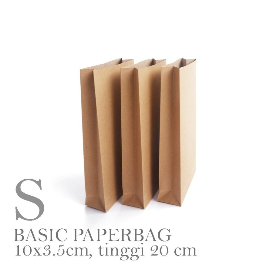 

25 Pcs Paperbag Basic Size Small Material Kraft Liner 150gr Ukuran 10x3.5x20 cm